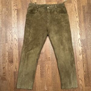 Vintage Untersberg Tan Brown Suede Leather Khaki Pants Mens 50